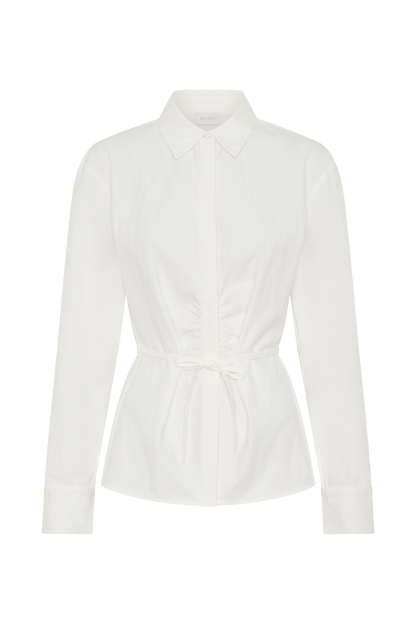 Millie Tie Back Cotton Shirt - White