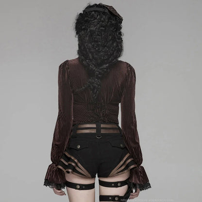Elastic Velvet Gothic Long Sleeve Blouse
