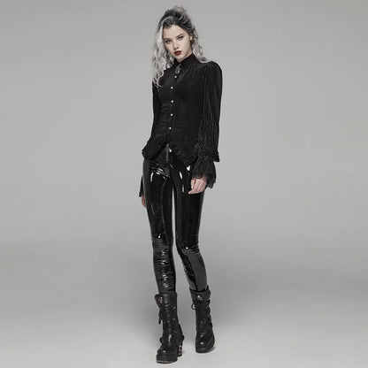 Elastic Velvet Gothic Long Sleeve Blouse