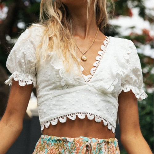 DressBetty - Vintage Tassel Lace Beach Blouse