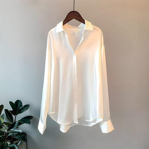 Women's Elegant Satin Blouse with Buttons | Ideal for Spring/Summer