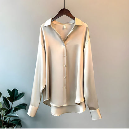 Women's Elegant Satin Blouse with Buttons | Ideal for Spring/Summer