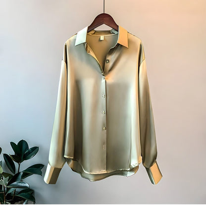 Women's Elegant Satin Blouse with Buttons | Ideal for Spring/Summer