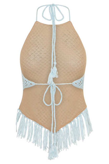 Miley Crochet Halter Top - Pale Aqua