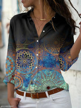 Women's Modern Floral Print Long Sleeve Blouse | Ideal for Spring/Summer