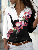 Women's Modern Floral Print Long Sleeve Blouse | Ideal for Spring/Summer