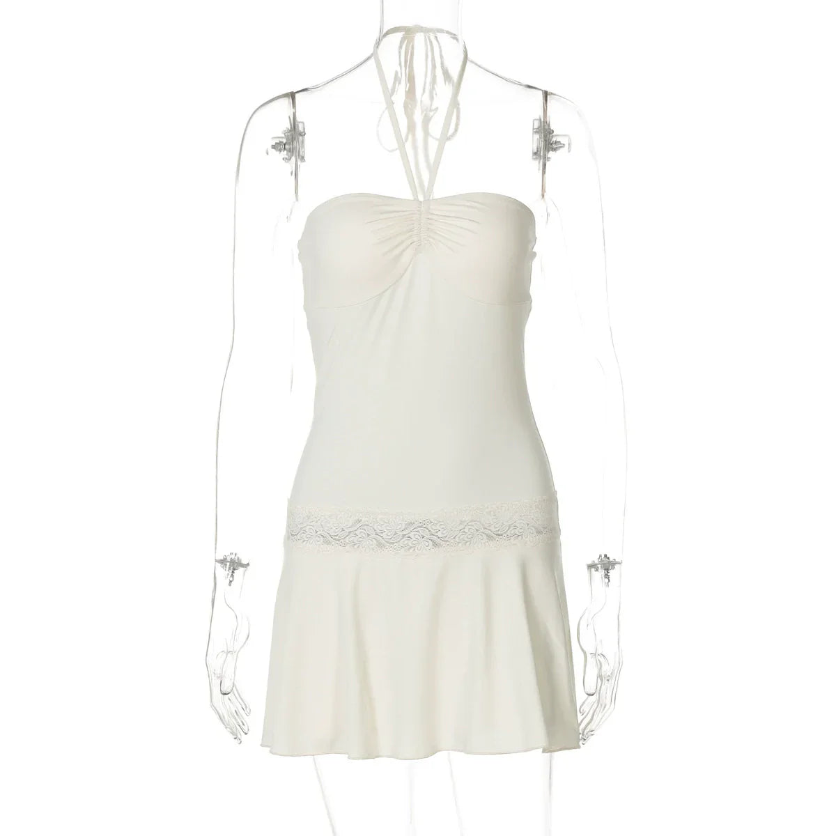 Haydee Lace Halter Mini Dress