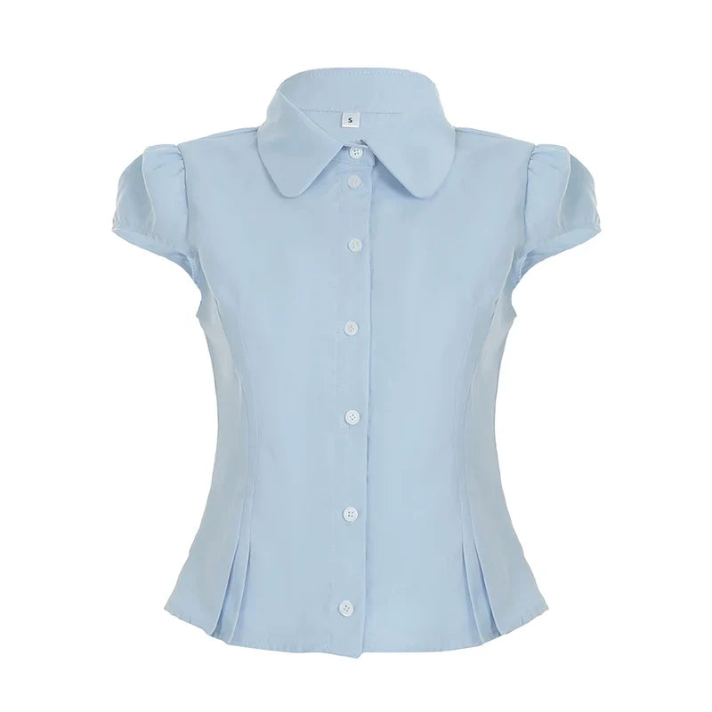 Esmee Pleated Button-Up Blouse