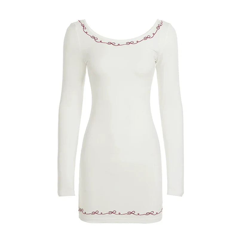 Frida Embroidered Long Sleeve Mini Dress
