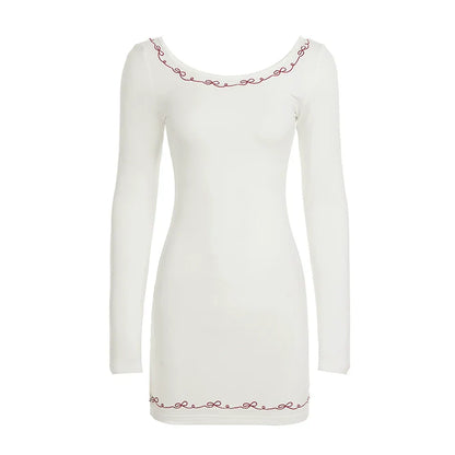 Frida Embroidered Long Sleeve Mini Dress