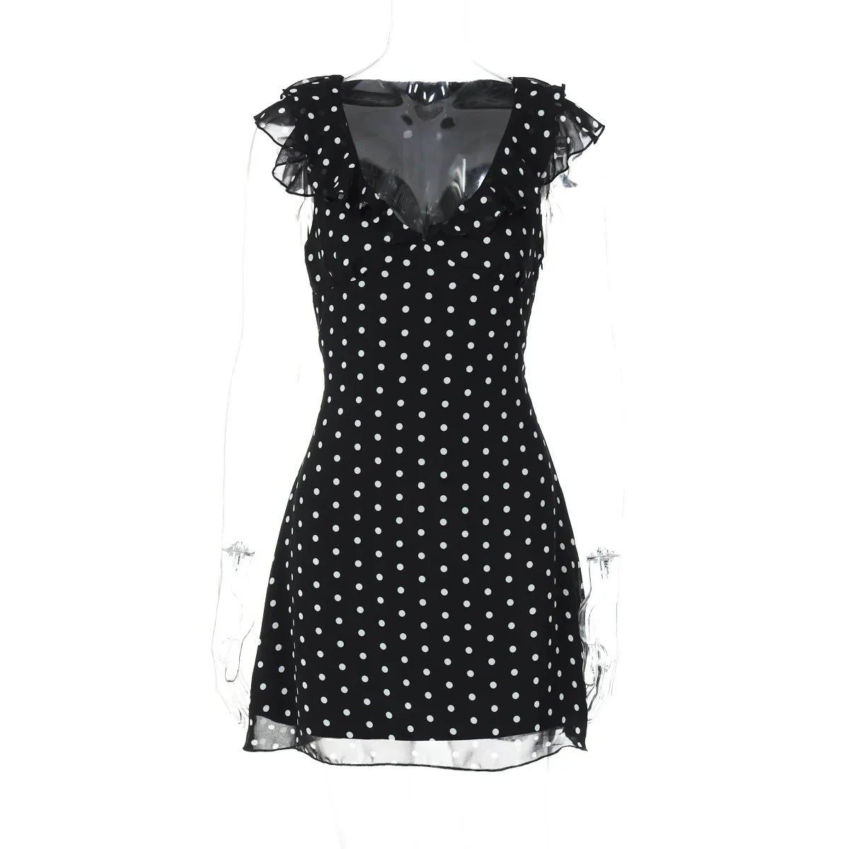 Davina Ruffled Polka Dot Mini Dress