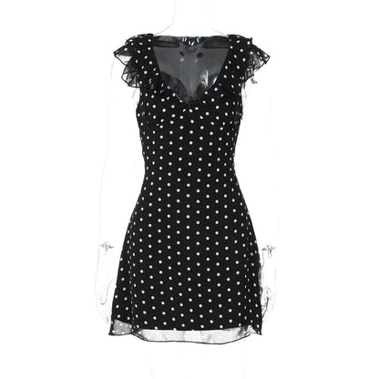 Davina Ruffled Polka Dot Mini Dress