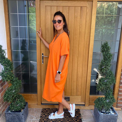 Chic Midi Dress with Cheeky Neckline | Great for Everyday Wear