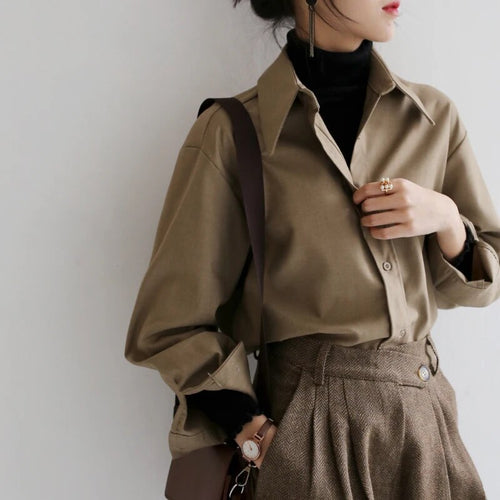 Women's Elegant Loose Blouse with Collar and Buttons | Ideal for Spring/Summer