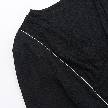 Gothic V-Neck Flare Sleeve Blouse
