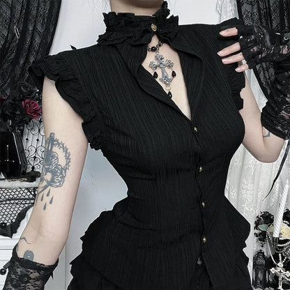 Single Breasted Sleeveless Blouse