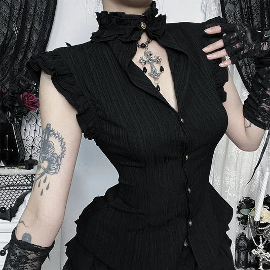 Single Breasted Sleeveless Blouse