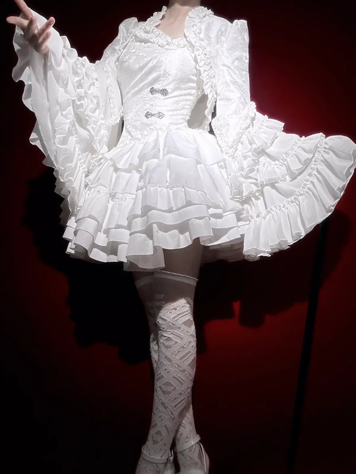 Gothic Horn Sleeve Ruffled Blouse