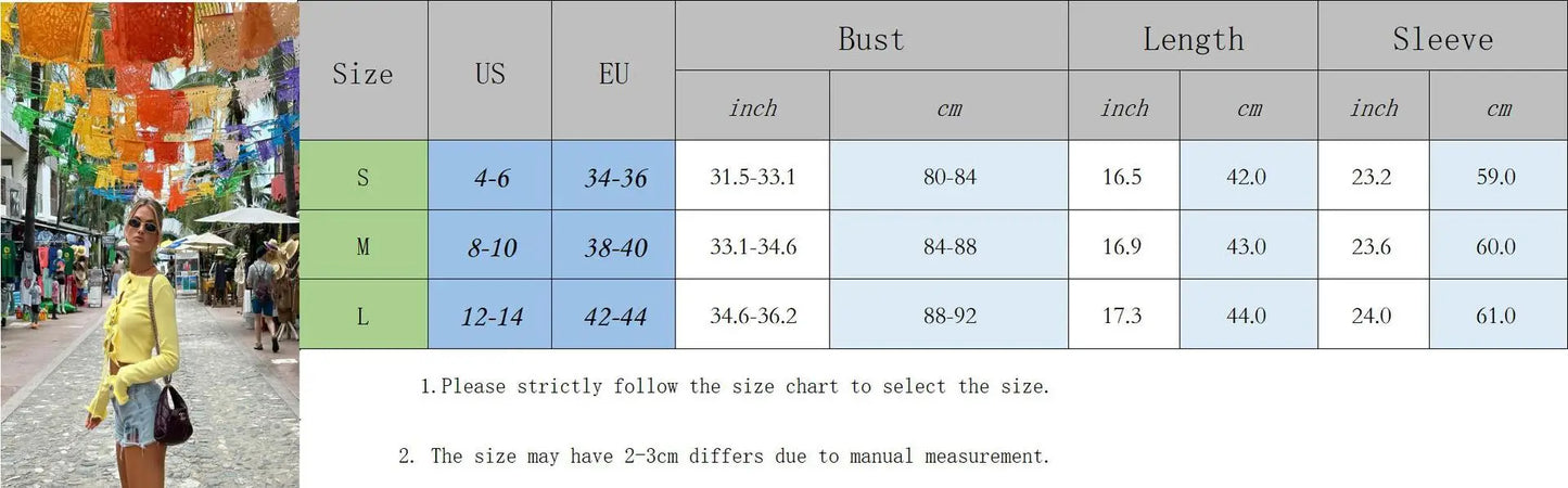 Elegant Slim Ruffle Lace Up Blouse Women Vintage Patchwork Hollow Out Short Cardigan Female Autumn Fashion Street Knitwear