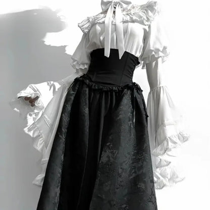 Flare Sleeve Lace Patchwork Blouse