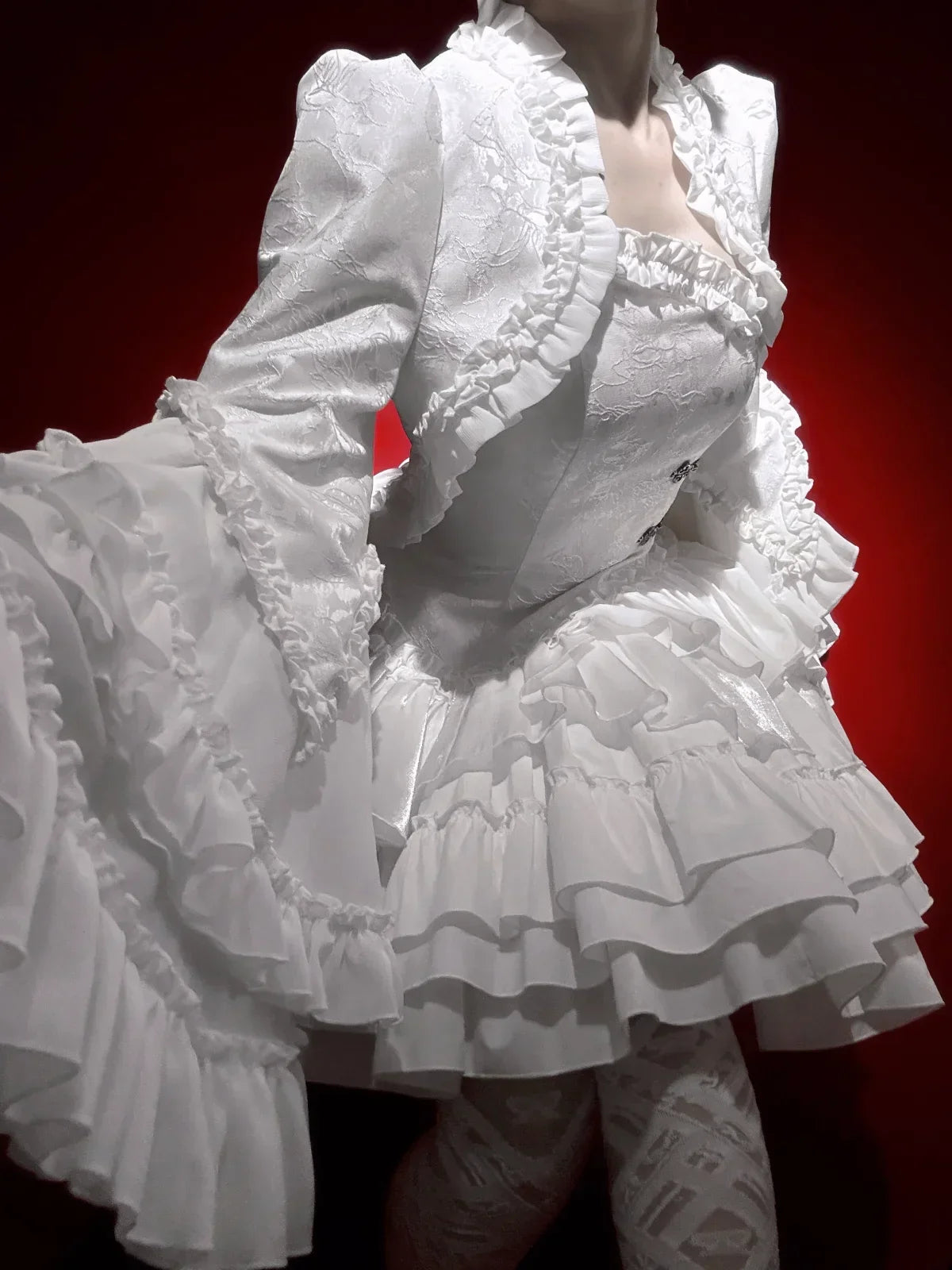 Gothic Horn Sleeve Ruffled Blouse