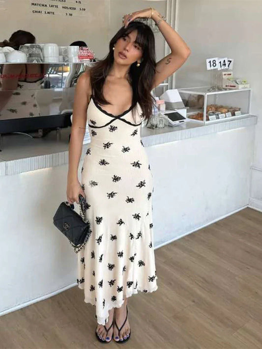 Irregular Print Panel Midi Dress