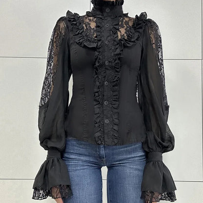 Slim Fit Lace Panel Blouse