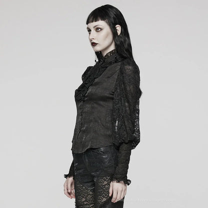 Glossy Textured Gothic Blouse