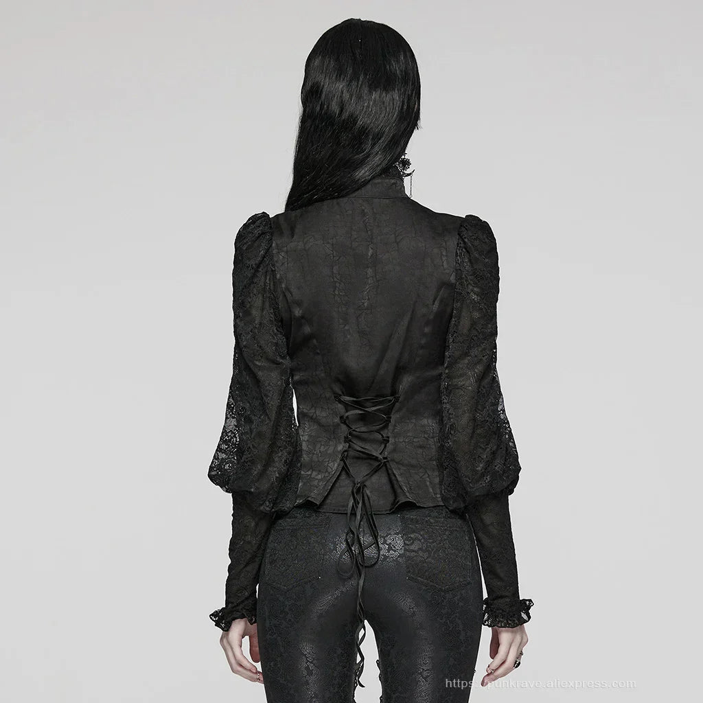 Glossy Textured Gothic Blouse