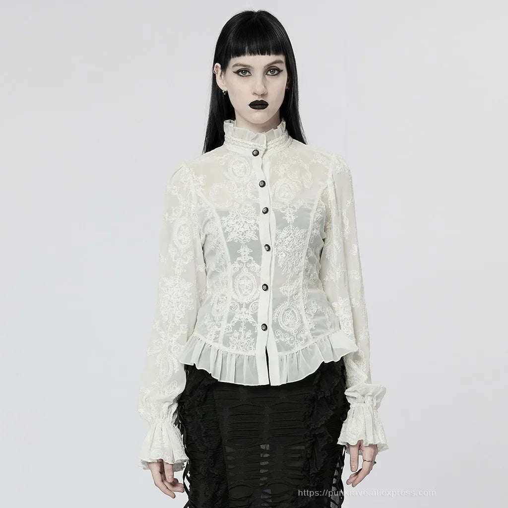 Gothic Flare Sleeve Chiffon Blouse