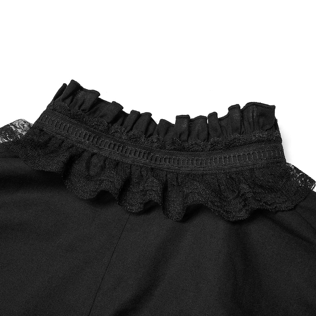 Black Gothic Embroidered Lace Blouse