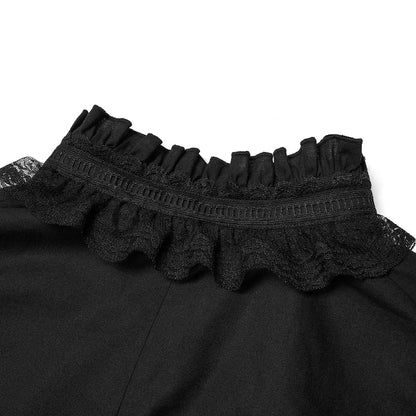 Black Gothic Embroidered Lace Blouse