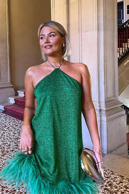 Sleeveless Mini Dress with Straps and High Waist
