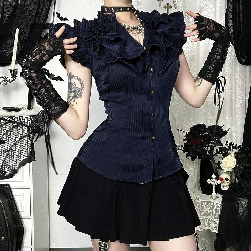 Sleeveless Lace-Up Corset Blouse