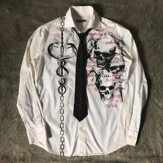 Gothic Letter Print Blouse