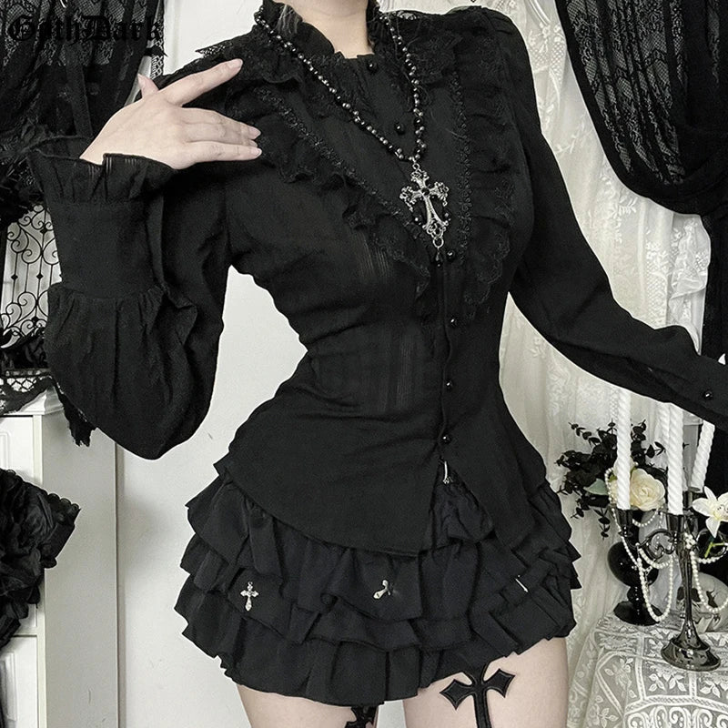 Textured Lace Trim Blouse