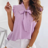 Women's Chic Sleeveless Polka Dots Blouse with Tie Knot | Ideal for Spring/Summer