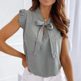 Women's Chic Sleeveless Polka Dots Blouse with Tie Knot | Ideal for Spring/Summer