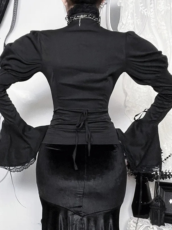 Vintage Dark Aesthetic Fitted Blouse