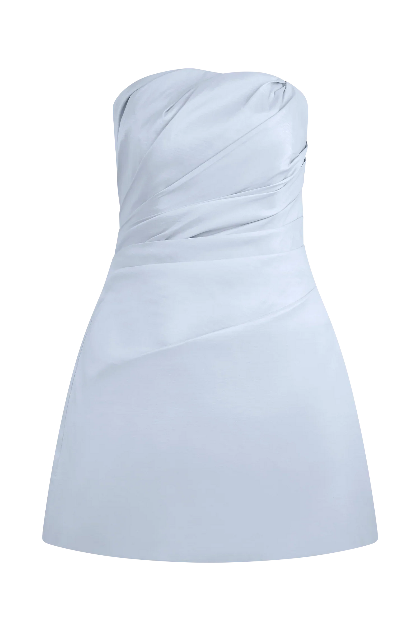 Leslie Gathered Taffeta Mini Dress - Frosted Blue
