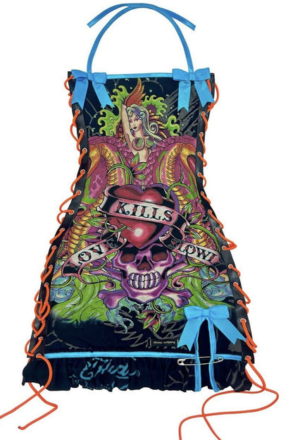 Oil Painting Skull Positioned Bandeau Cami Mini Dress