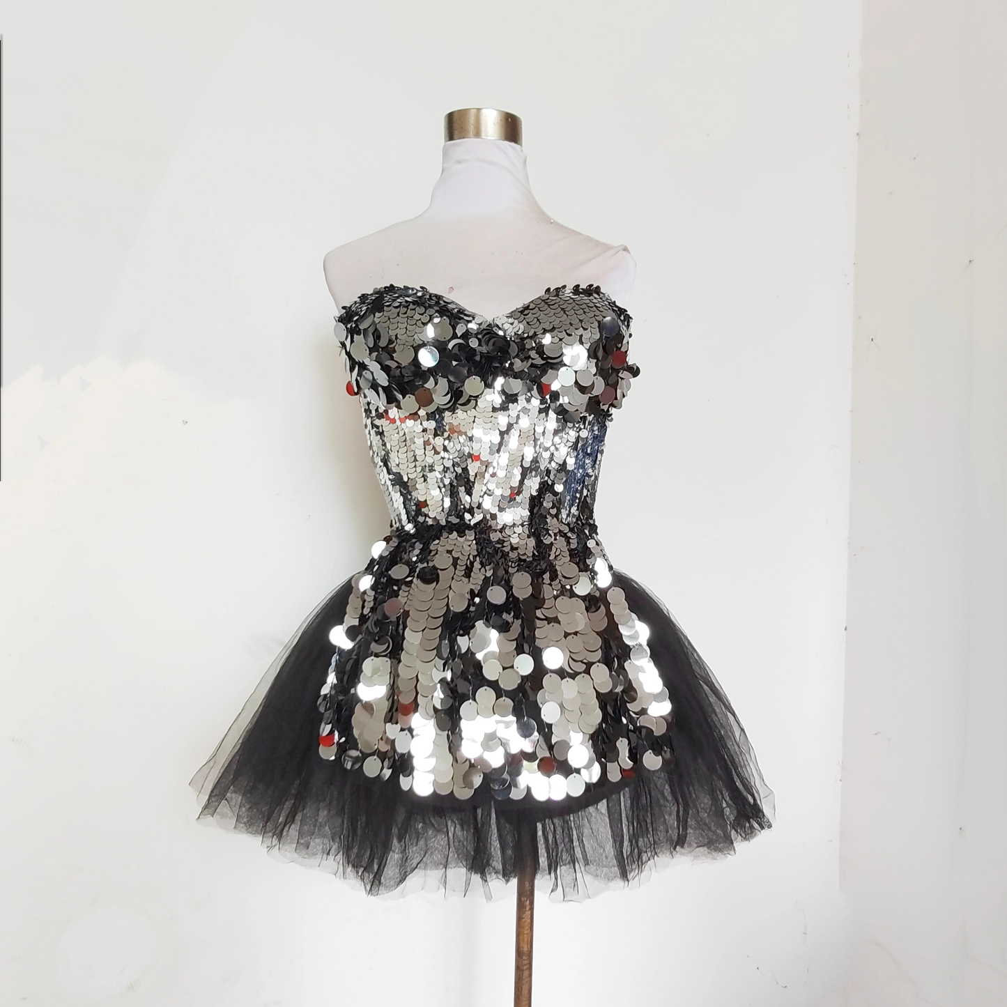 Sweetheart neck glitter mesh mini dress  | Festival Outfits Women