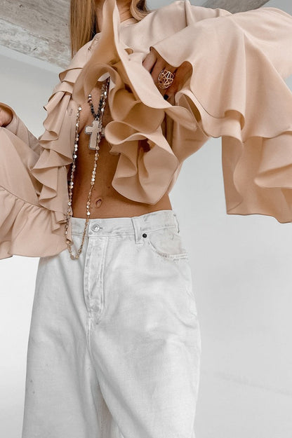 Ruffled Long-Sleeve Elegant Blouse