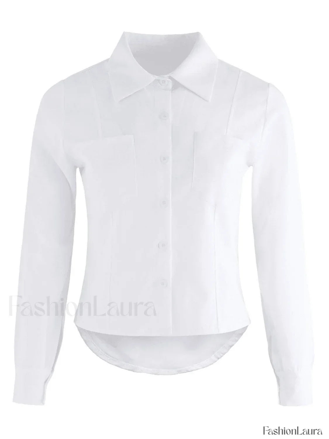 Basic Long Sleeve Button Blouse