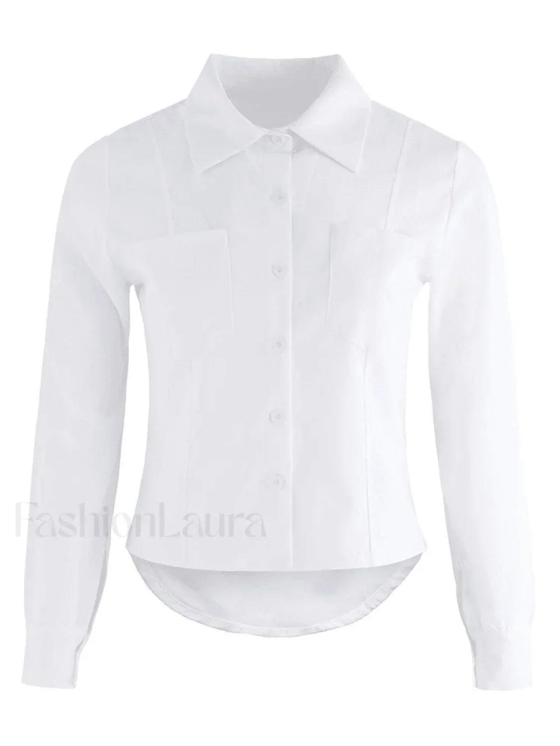 Basic Long Sleeve Button Blouse