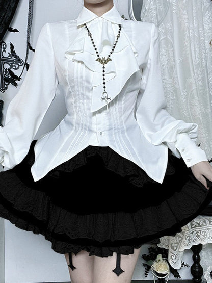 White Slim Fit Long Sleeve Blouse