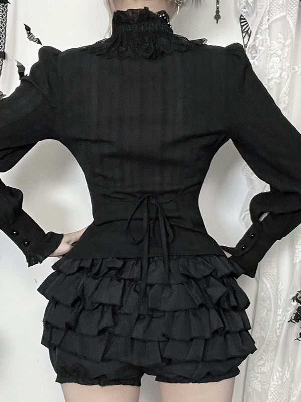 Edgy Dark Slim Long Sleeve Blouse