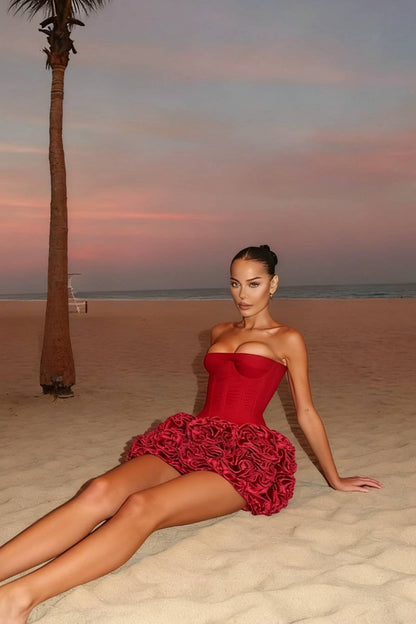 Strapless Floral Mini Dress