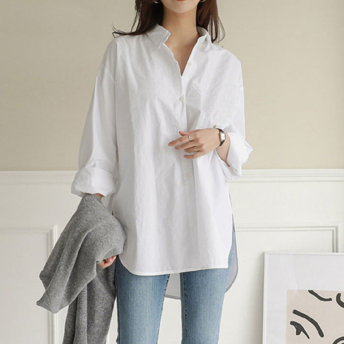 Women Casual Solid Color Loose Long Sleeve Blouses