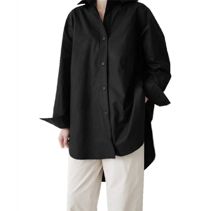 Women Casual Solid Color Loose Long Sleeve Blouses